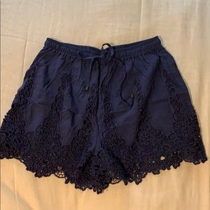 Navy High waisted Lace Shorts